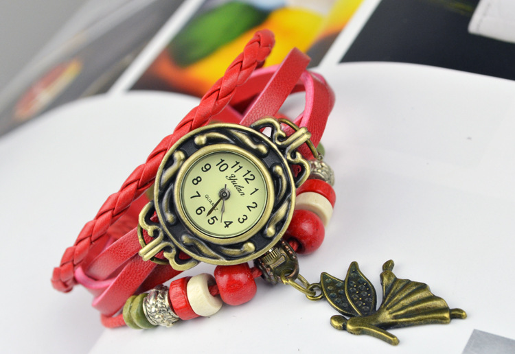Folk-custom personality color Wooden beads Retro Bracelet Send girlfriend Girlfriends gift Watch