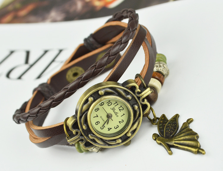 Folk-custom personality color Wooden beads Retro Bracelet Send girlfriend Girlfriends gift Watch