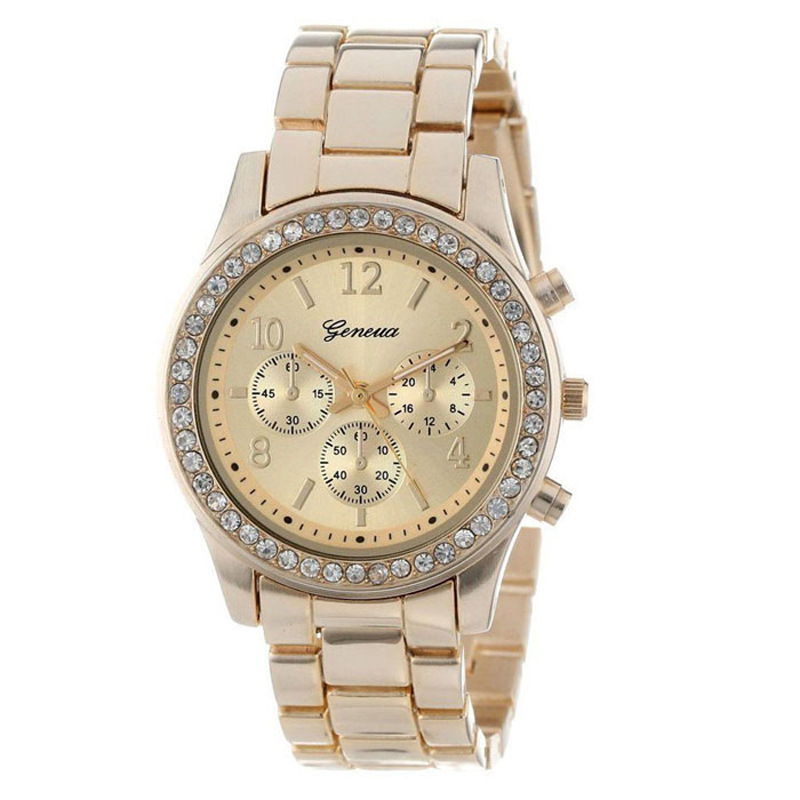 Diamond Fashion trend Men Steel Business Three Eyes Geneva Alloy Watch