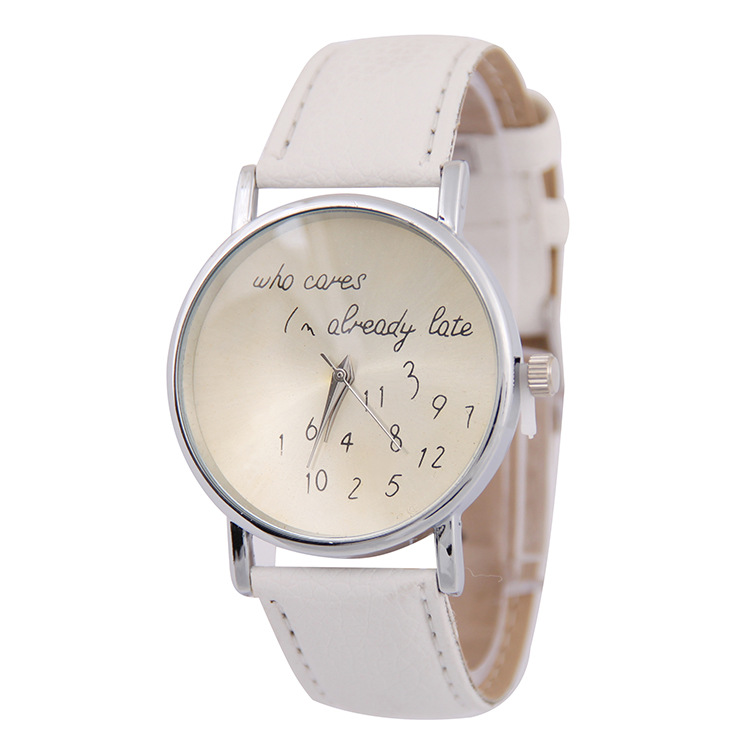 Trend Fashion Leisure Simple Digital Litchi Patterned Silver Beard Shell Belt  Watches