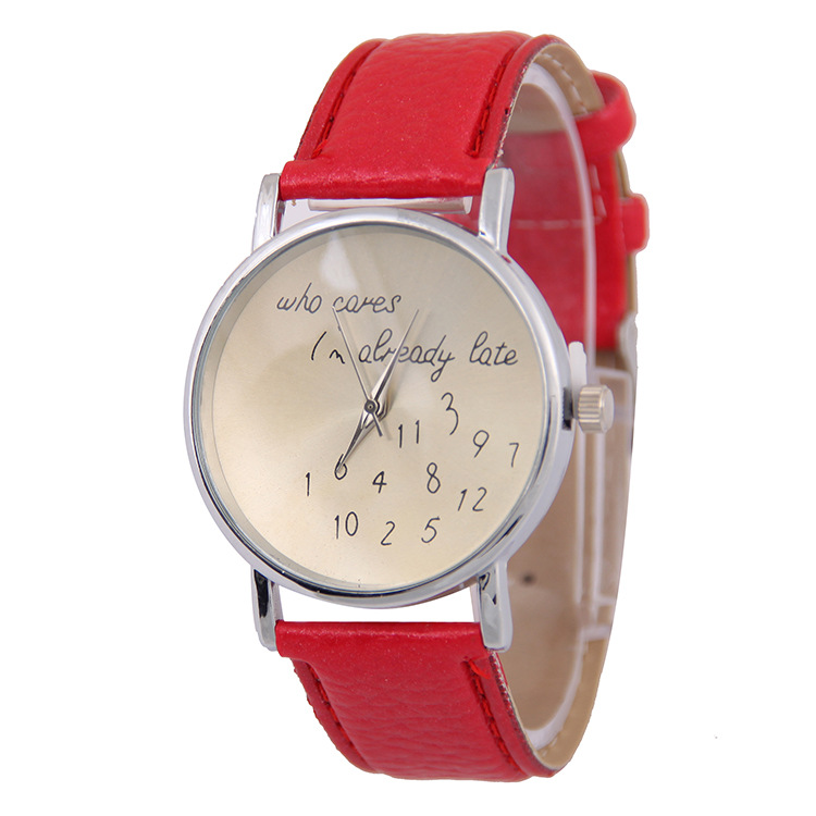Trend Fashion Leisure Simple Digital Litchi Patterned Silver Beard Shell Belt  Watches