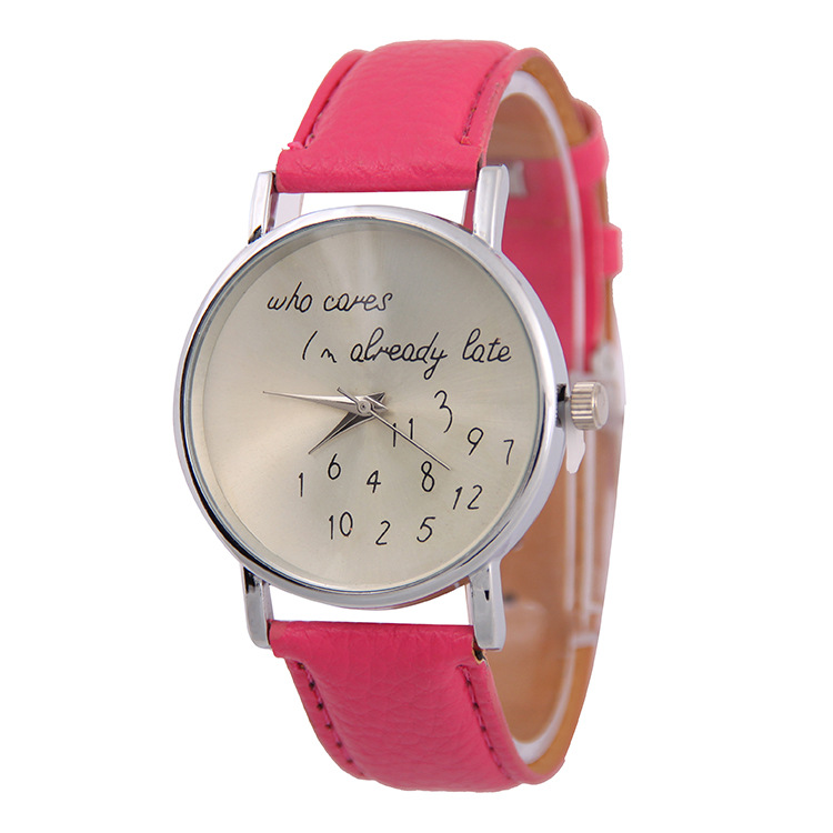 Trend Fashion Leisure Simple Digital Litchi Patterned Silver Beard Shell Belt  Watches