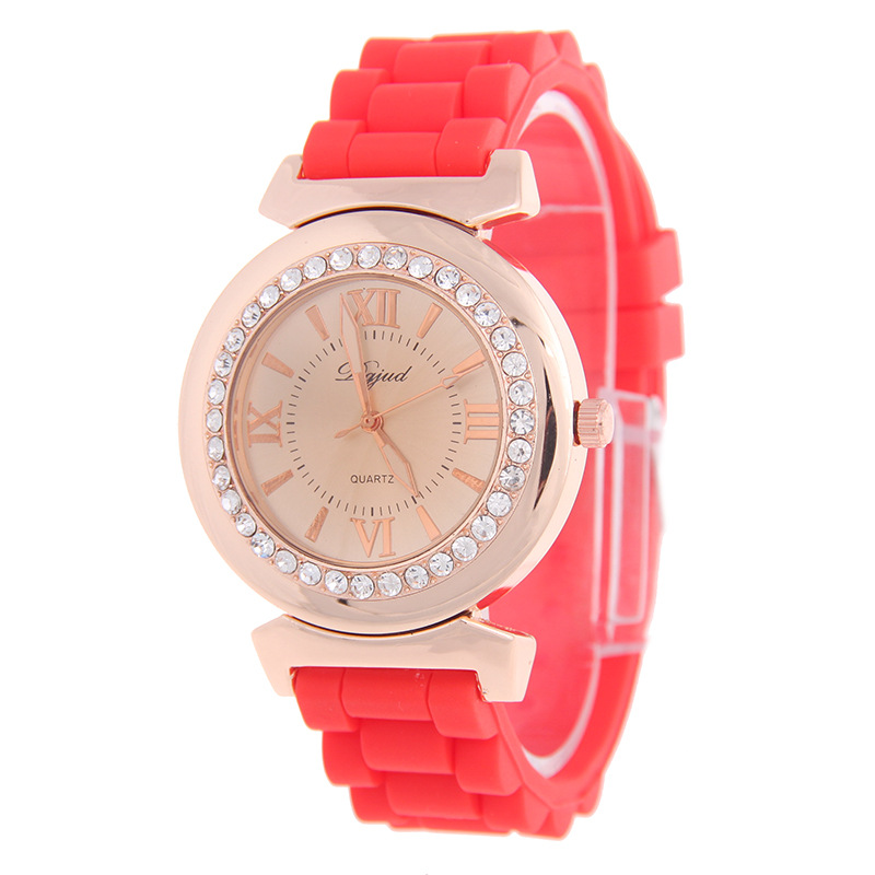 The New Ms Fashion Couple Watch Silica Gel Diamond Gold Shell Watches