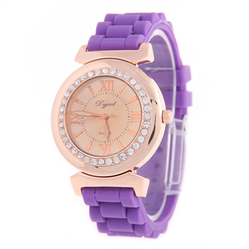 The New Ms Fashion Couple Watch Silica Gel Diamond Gold Shell Watches