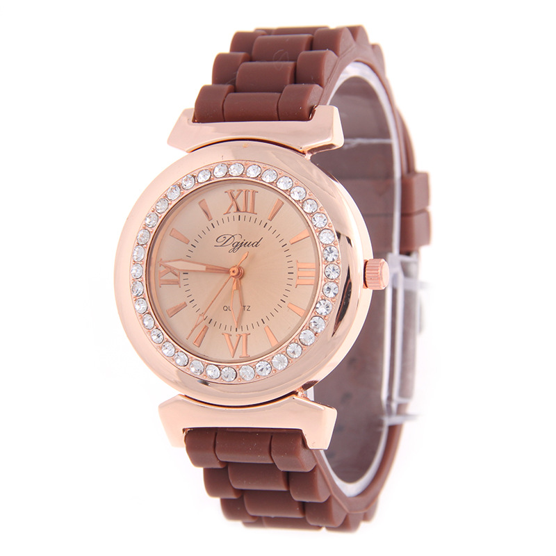 The New Ms Fashion Couple Watch Silica Gel Diamond Gold Shell Watches