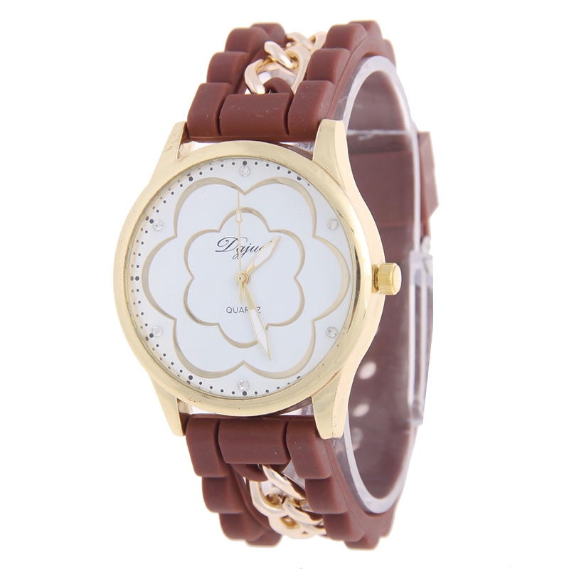 Camellia Silica Gel Bracelet Geneva Silicone Watch Ms Diamond Watch