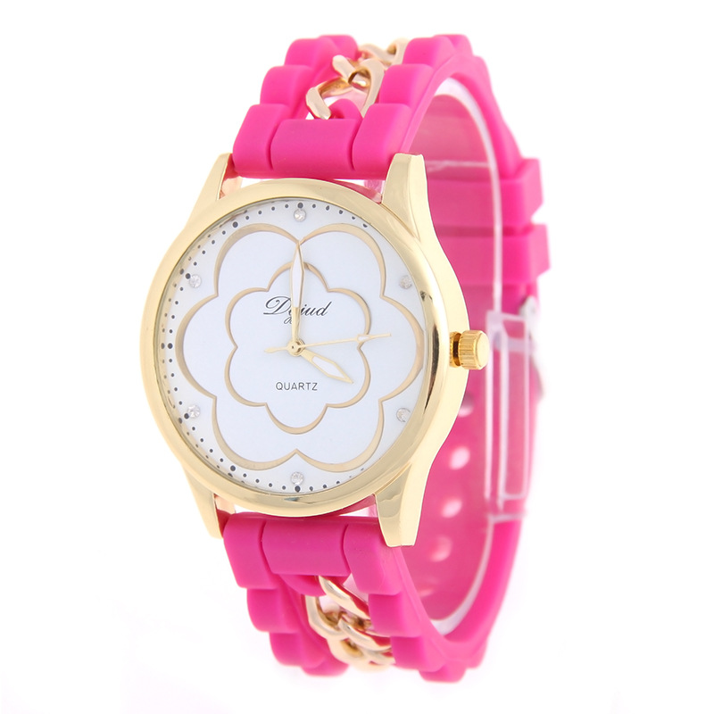 Camellia Silica Gel Bracelet Geneva Silicone Watch Ms Diamond Watch