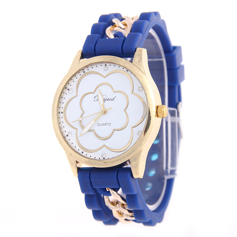 Camellia Silica Gel Bracelet Geneva Silicone Watch Ms Diamond Watch