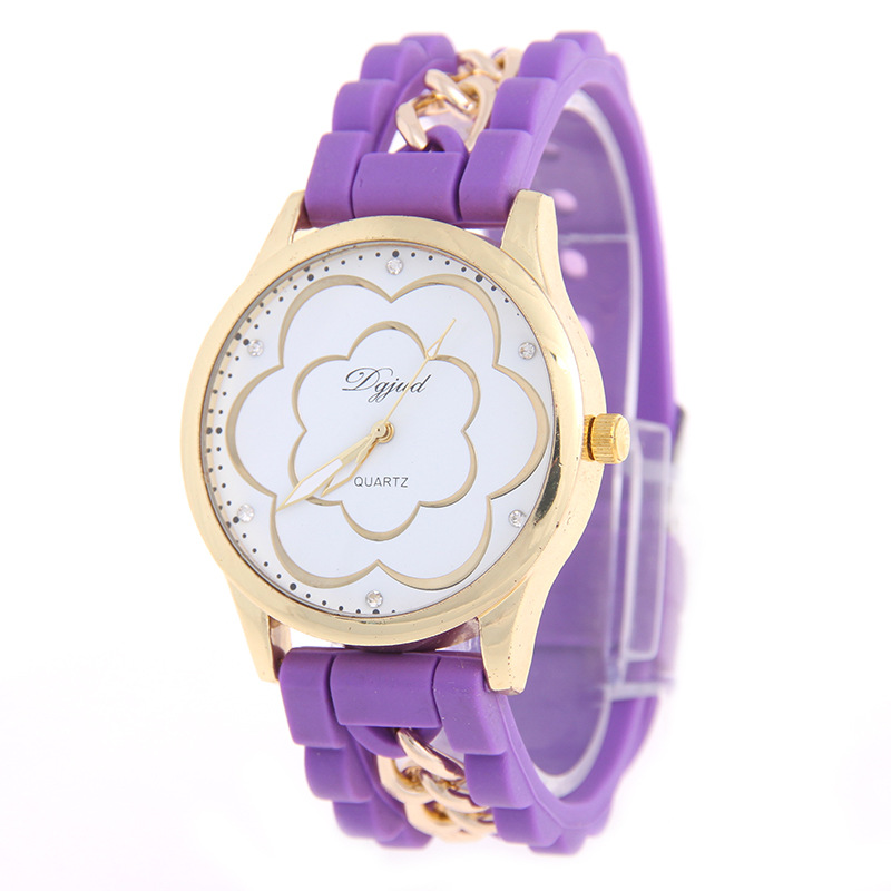 Camellia Silica Gel Bracelet Geneva Silicone Watch Ms Diamond Watch