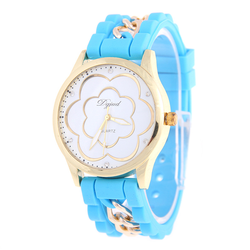 Camellia Silica Gel Bracelet Geneva Silicone Watch Ms Diamond Watch