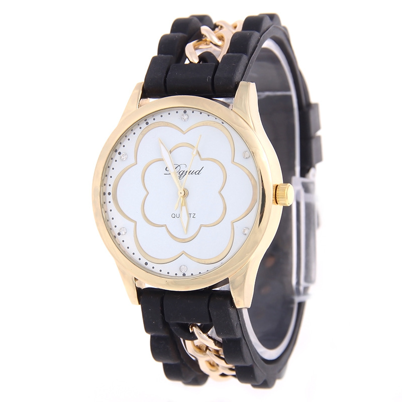 Camellia Silica Gel Bracelet Geneva Silicone Watch Ms Diamond Watch
