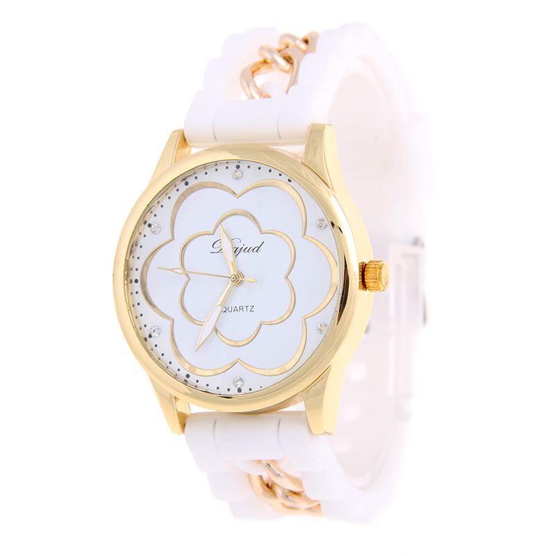 Camellia Silica Gel Bracelet Geneva Silicone Watch Ms Diamond Watch