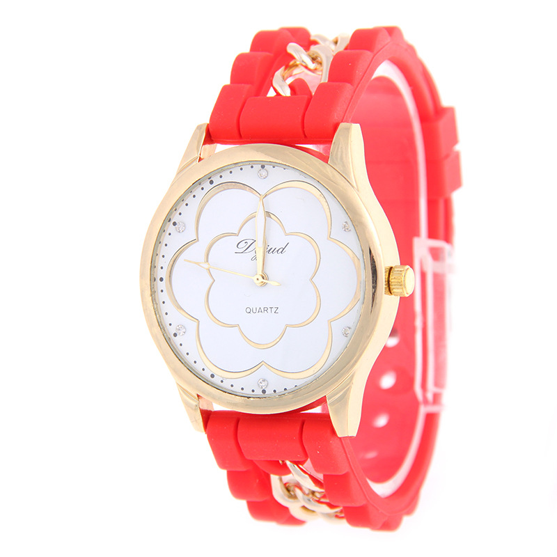 Camellia Silica Gel Bracelet Geneva Silicone Watch Ms Diamond Watch