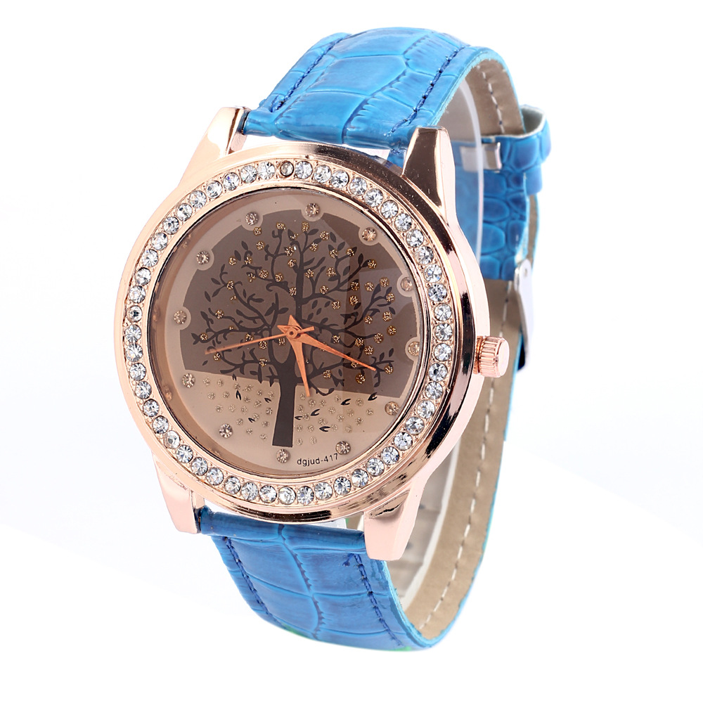 Ms Fashion Trendy Watch Belt Diamond Big Tree Watch Belt Leisure Watch