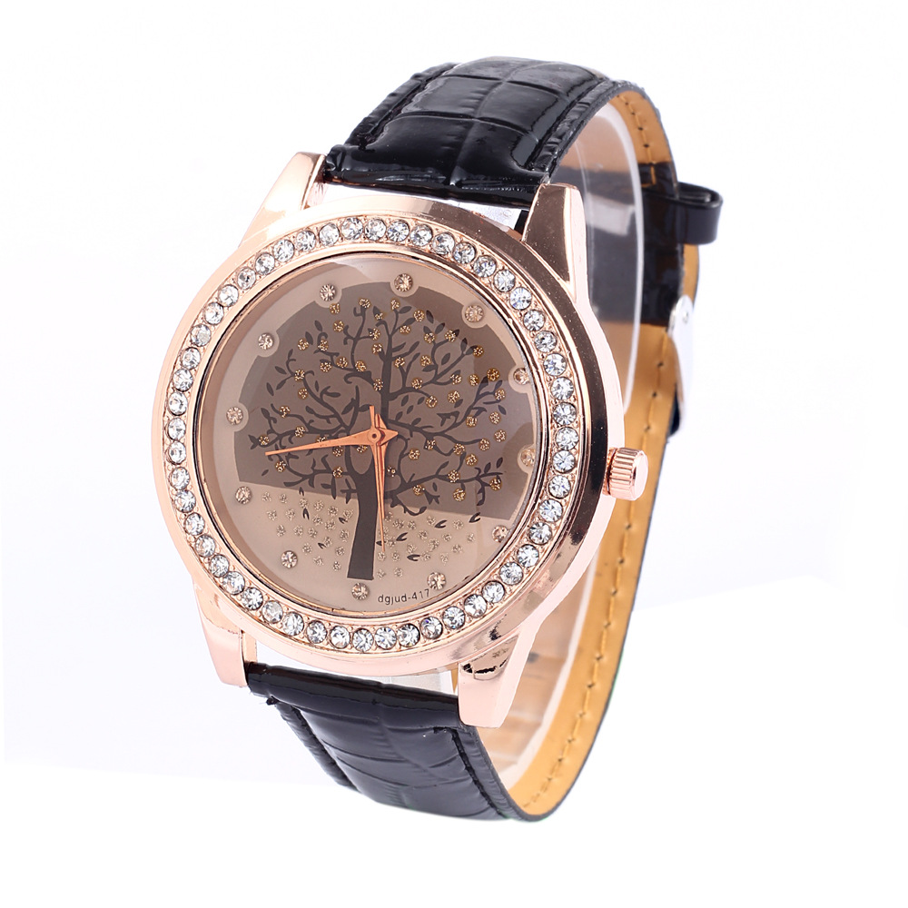 Ms Fashion Trendy Watch Belt Diamond Big Tree Watch Belt Leisure Watch