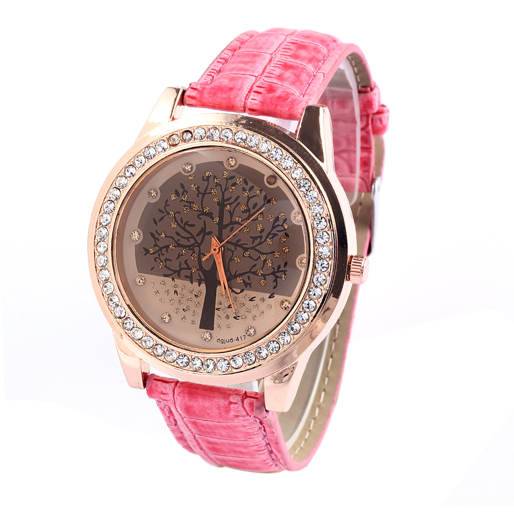 Ms Fashion Trendy Watch Belt Diamond Big Tree Watch Belt Leisure Watch