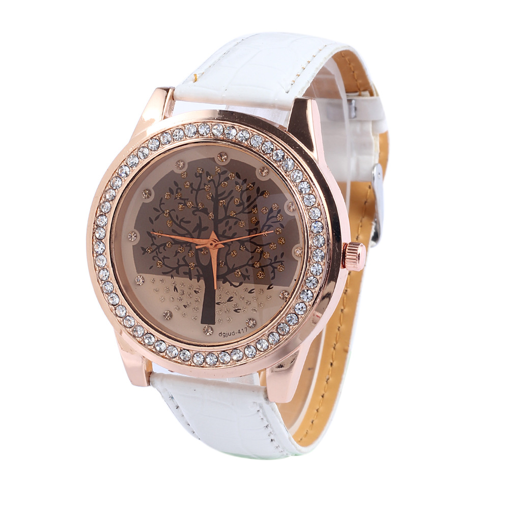 Ms Fashion Trendy Watch Belt Diamond Big Tree Watch Belt Leisure Watch