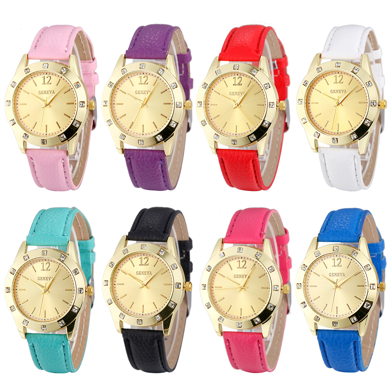 Pop Wind Personality Fashion Ms Square Drill Belt Watch Simple Scale Geneva Fashion Watch