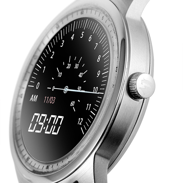 Round Screen Bluetooth Intelligent Watch Stainless Steel Fashion Heart Rate Step Wristband