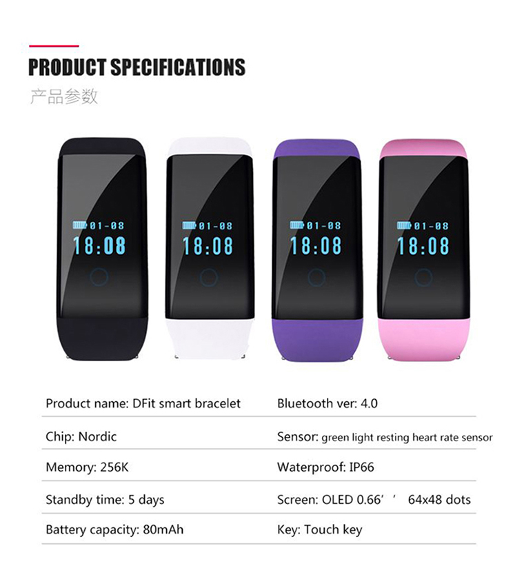Heart rate Monitor Movement Wristband Touch SCcreen Movement Step Bluetooth Intelligent Wristband...