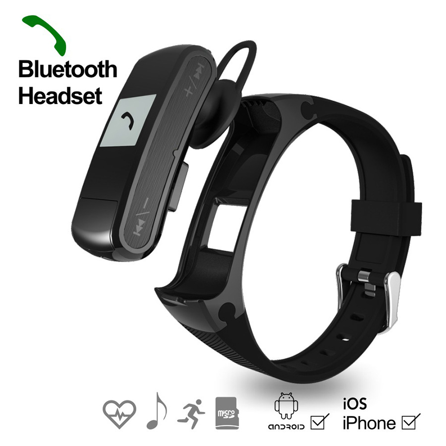 Music Bluetooth Wristband  Movement Step Stand by TF Card Heart Rate Monitoring Handsfree