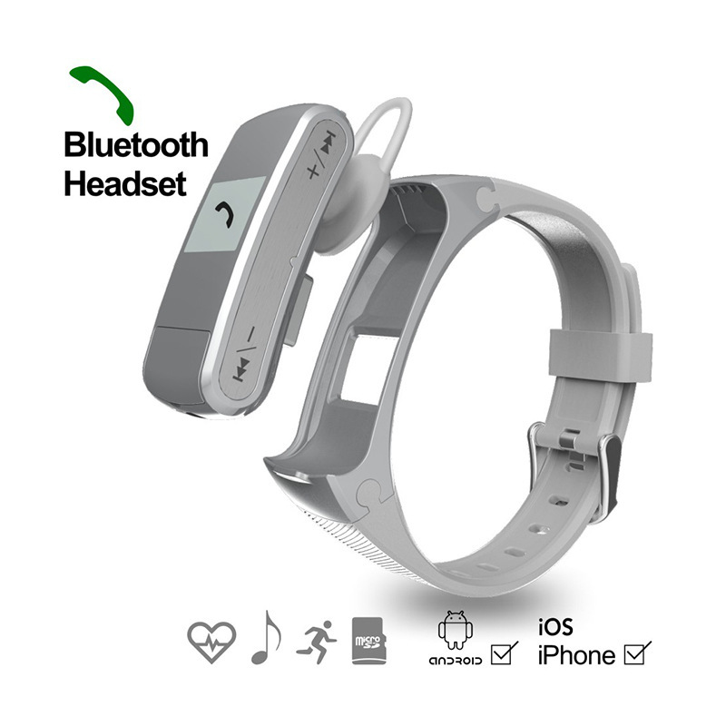 Music Bluetooth Wristband  Movement Step Stand by TF Card Heart Rate Monitoring Handsfree