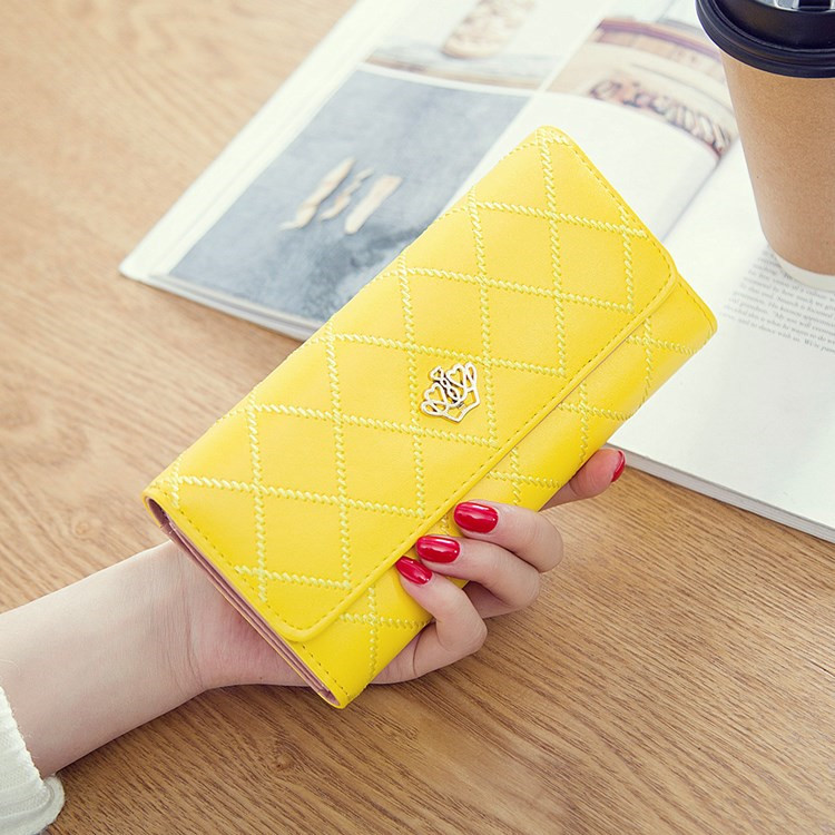 Female Long Section Buckle Lingge Love Crown Wallet Big Notes Female Models Wallet