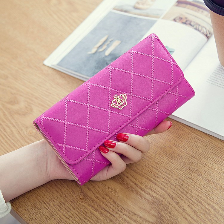 Female Long Section Buckle Lingge Love Crown Wallet Big Notes Female Models Wallet