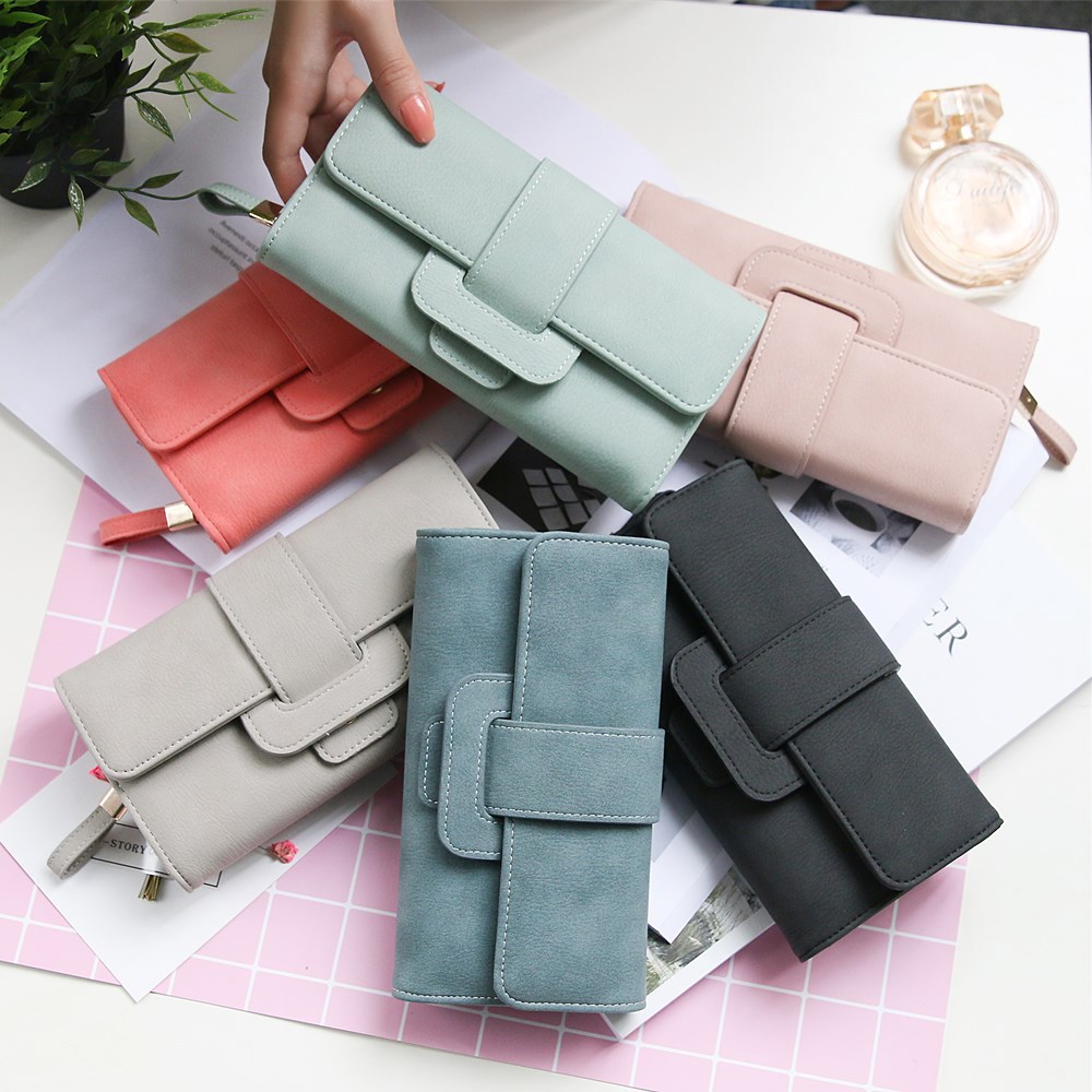 Ms Wallet fashion Long Section portable Three Packs Coin Purse Multifunction Buckle Wallet Card Pack