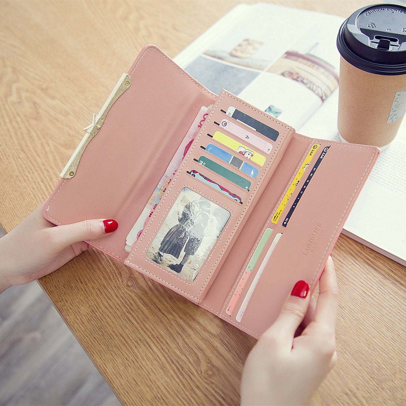 Ms Wallet Buckle Lovely Female Student Three Fold Wallet Female Long Section High Quality Wallet