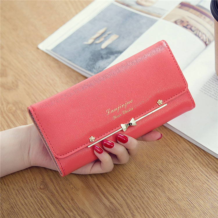 Ms Wallet Buckle Lovely Female Student Three Fold Wallet Female Long Section High Quality Wallet