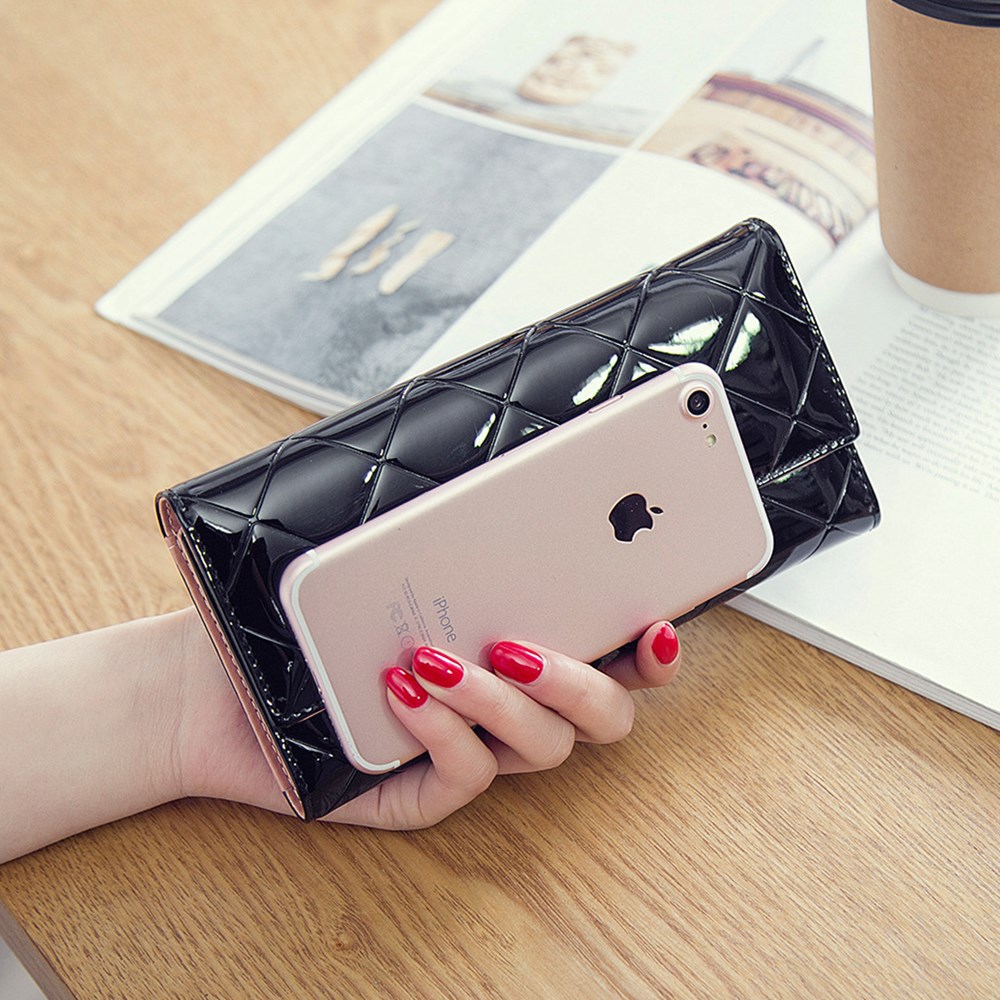 Fashion Female Wallet Patent Leather Lingge Quality Card pack Ms Long Section Wallet