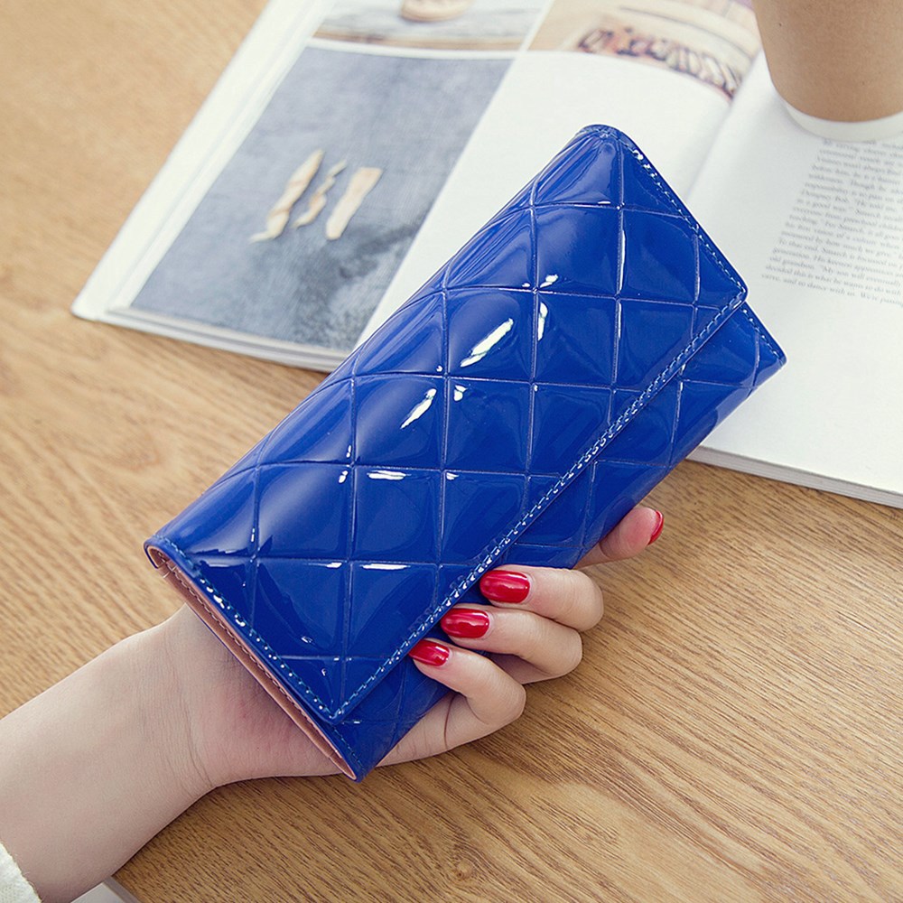 Fashion Female Wallet Patent Leather Lingge Quality Card pack Ms Long Section Wallet