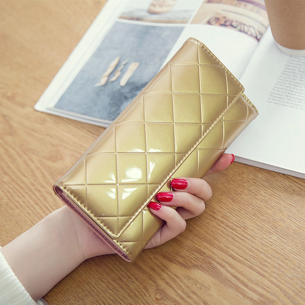 Fashion Female Wallet Patent Leather Lingge Quality Card pack Ms Long Section Wallet