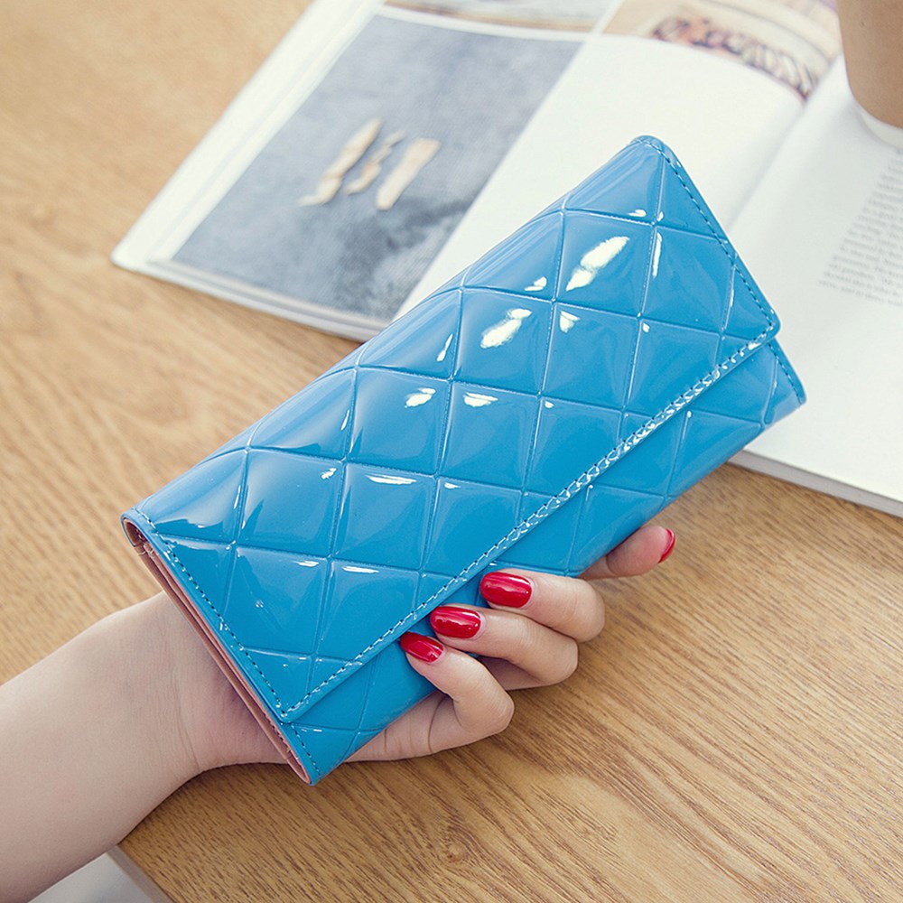 Fashion Female Wallet Patent Leather Lingge Quality Card pack Ms Long Section Wallet