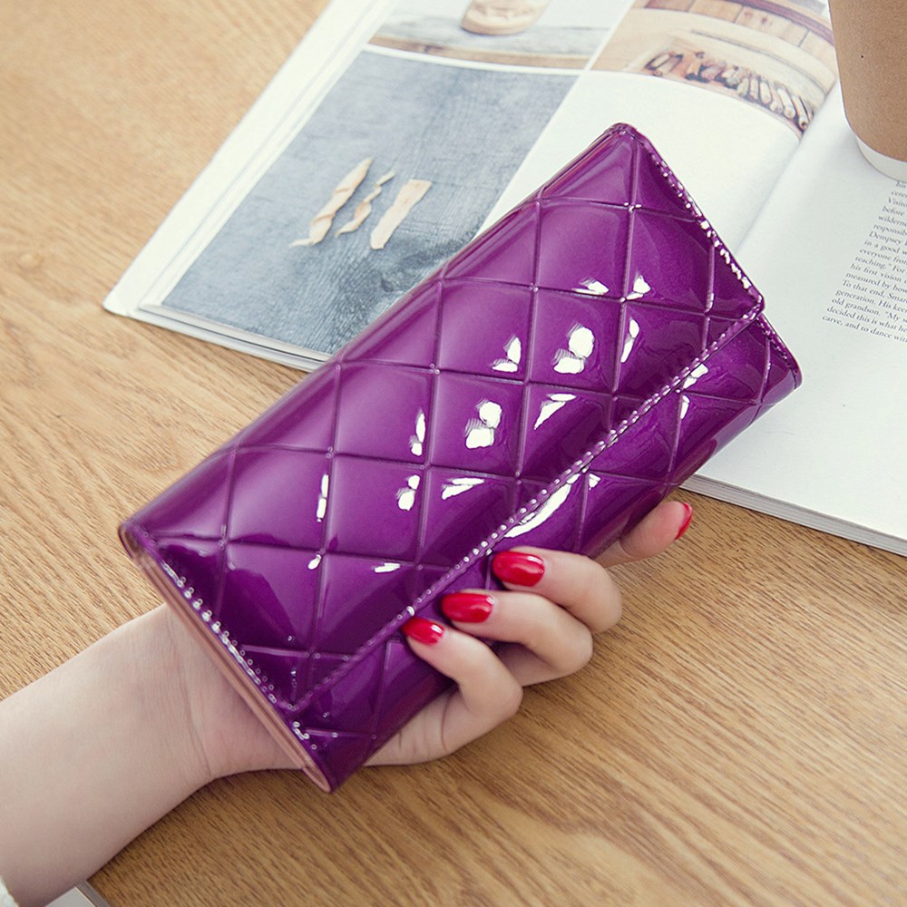Fashion Female Wallet Patent Leather Lingge Quality Card pack Ms Long Section Wallet
