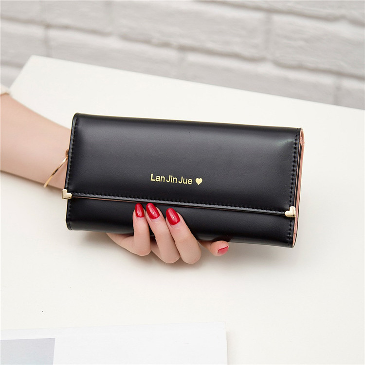 Fashion Student Hand bag Love Three Fold High Capacity Card Pack Wallet