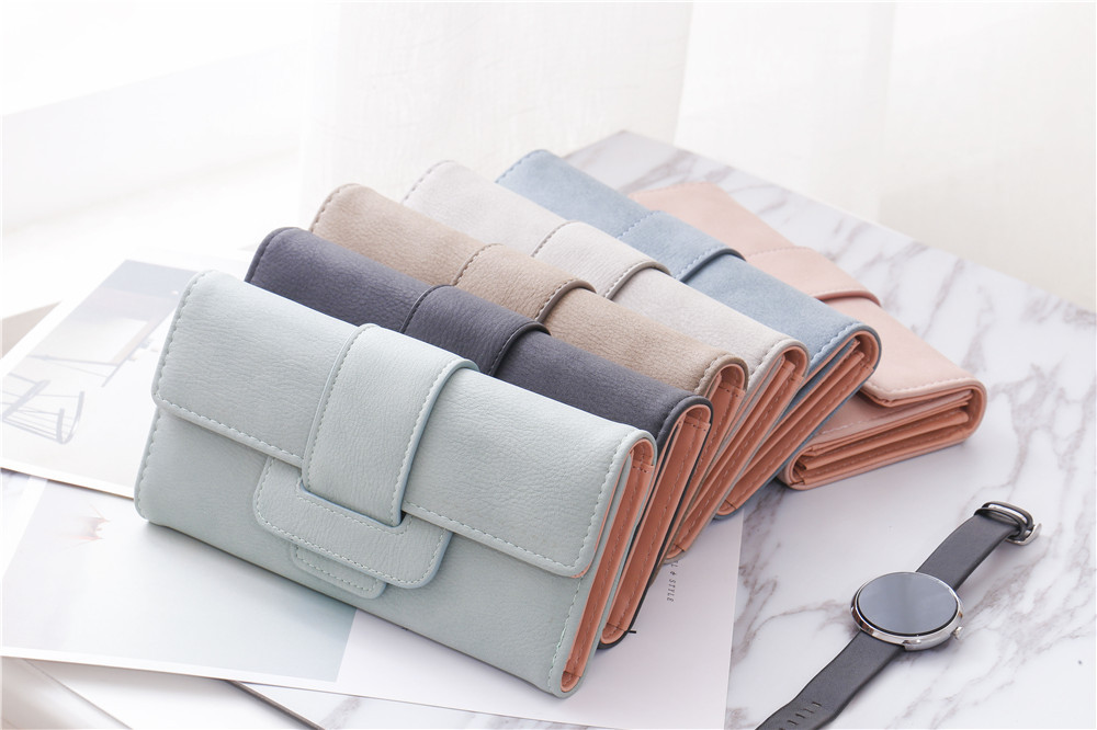 Ms Wallet Long Section Three Fold Clamshell Small Fresh Student Change Bit Buckle Wallet