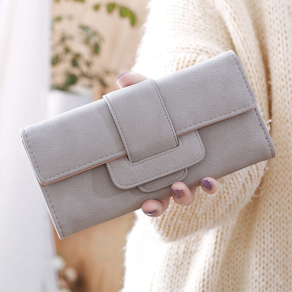 Ms Wallet Long Section Three Fold Clamshell Small Fresh Student Change Bit Buckle Wallet