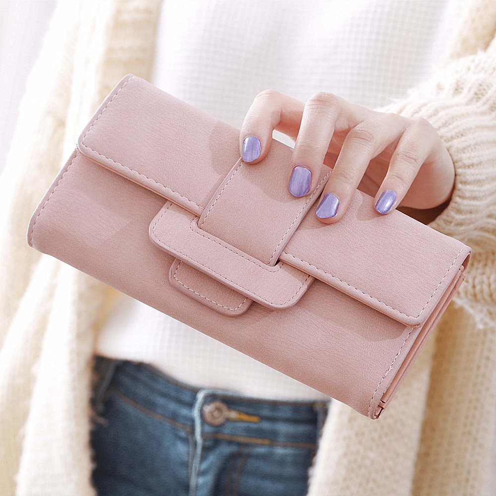 Ms Wallet Long Section Three Fold Clamshell Small Fresh Student Change Bit Buckle Wallet