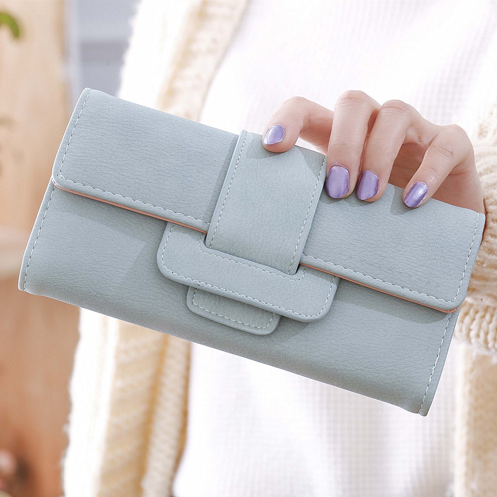 Ms Wallet Long Section Three Fold Clamshell Small Fresh Student Change Bit Buckle Wallet