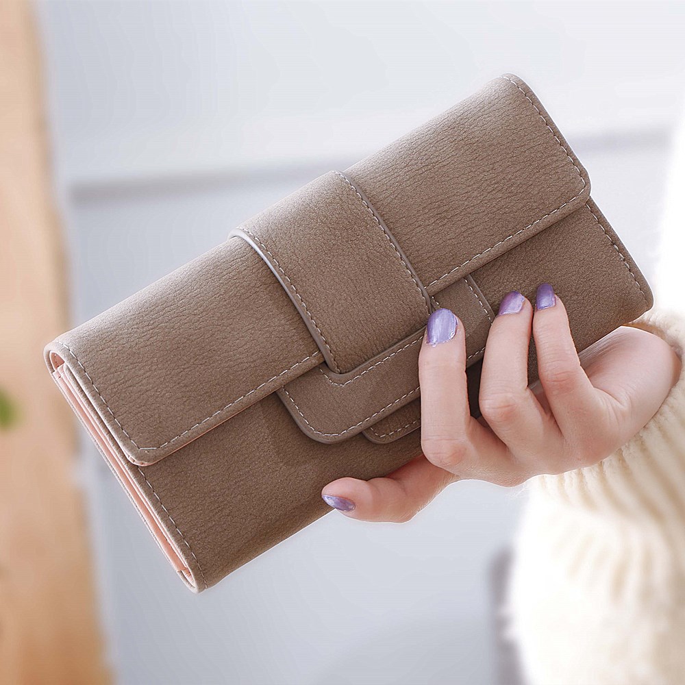 Ms Wallet Long Section Three Fold Clamshell Small Fresh Student Change Bit Buckle Wallet