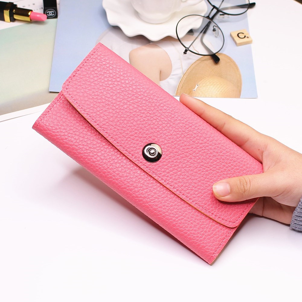 Female Student Simple Long Section Thin Section Wallet Buckle Fashion Coin Purse Hand Bag
