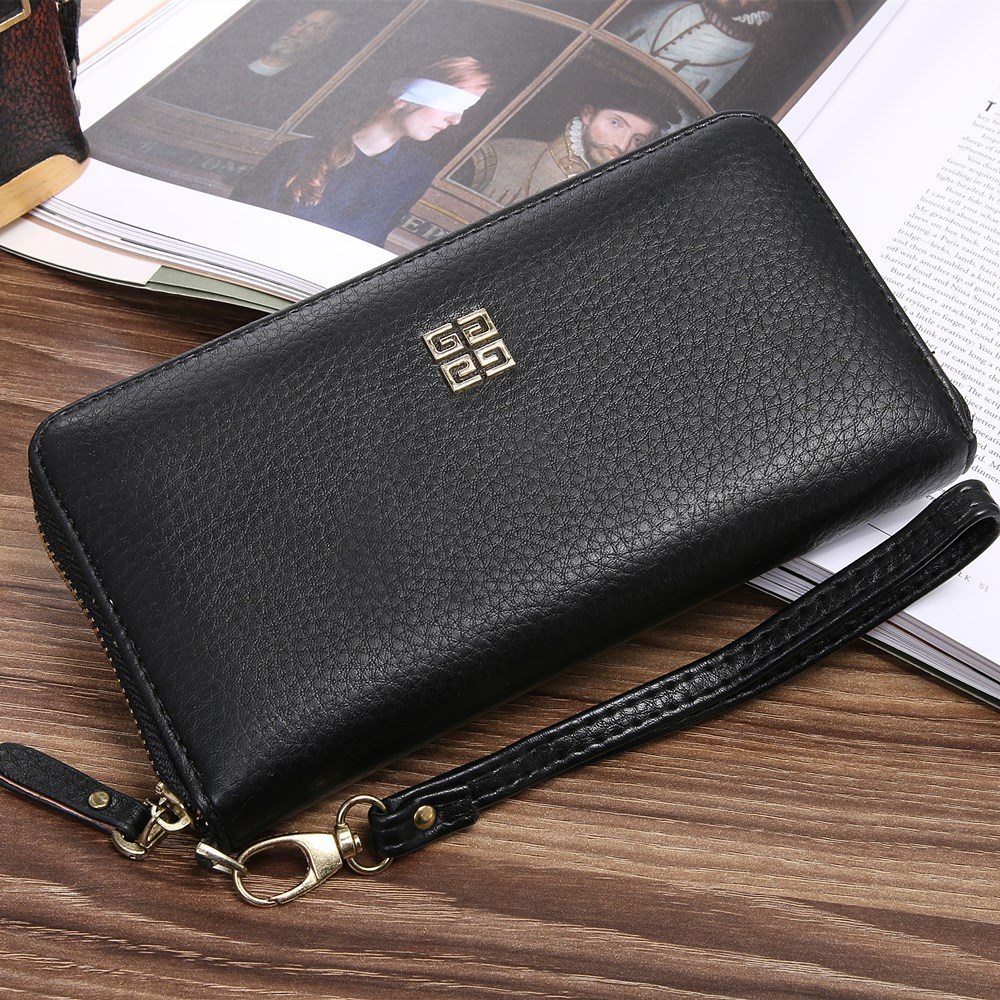 Men soft skin Long section zipper youth Wallet Hand bag Leisure Simple High end Business wallet