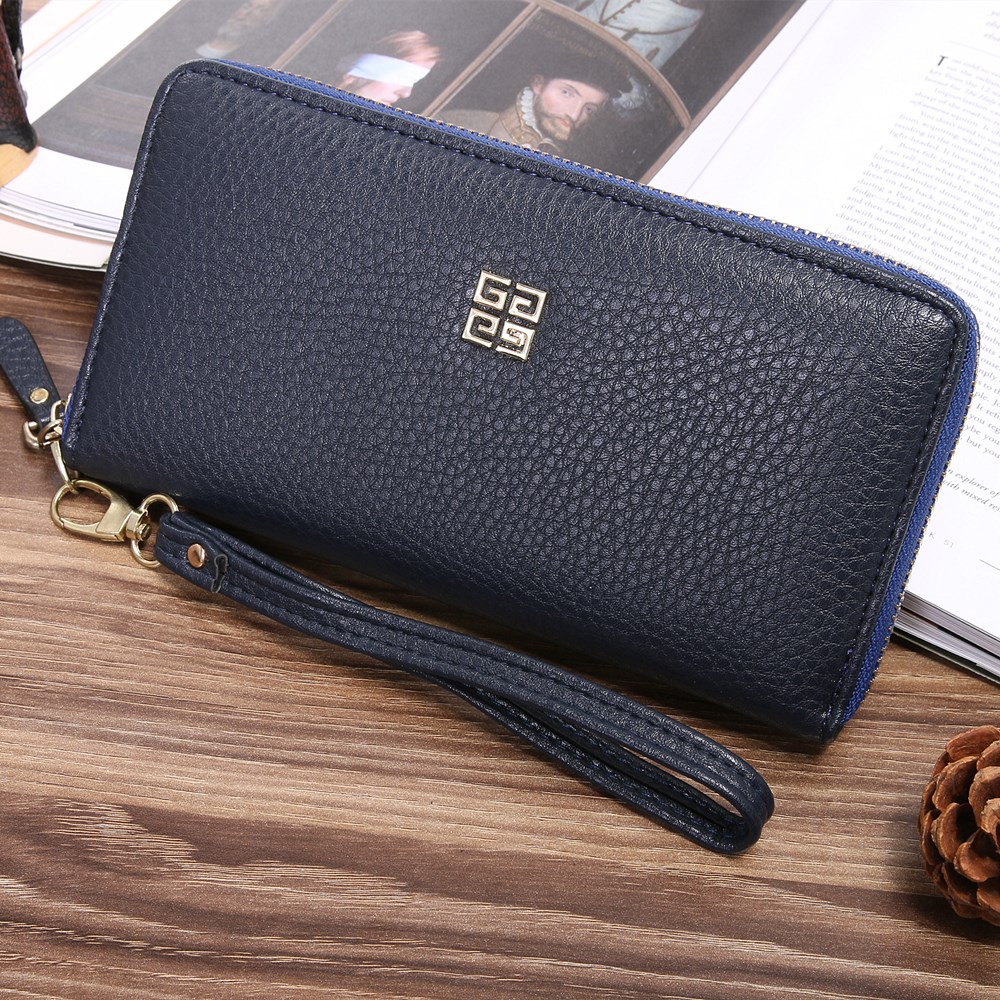 Men soft skin Long section zipper youth Wallet Hand bag Leisure Simple High end Business wallet