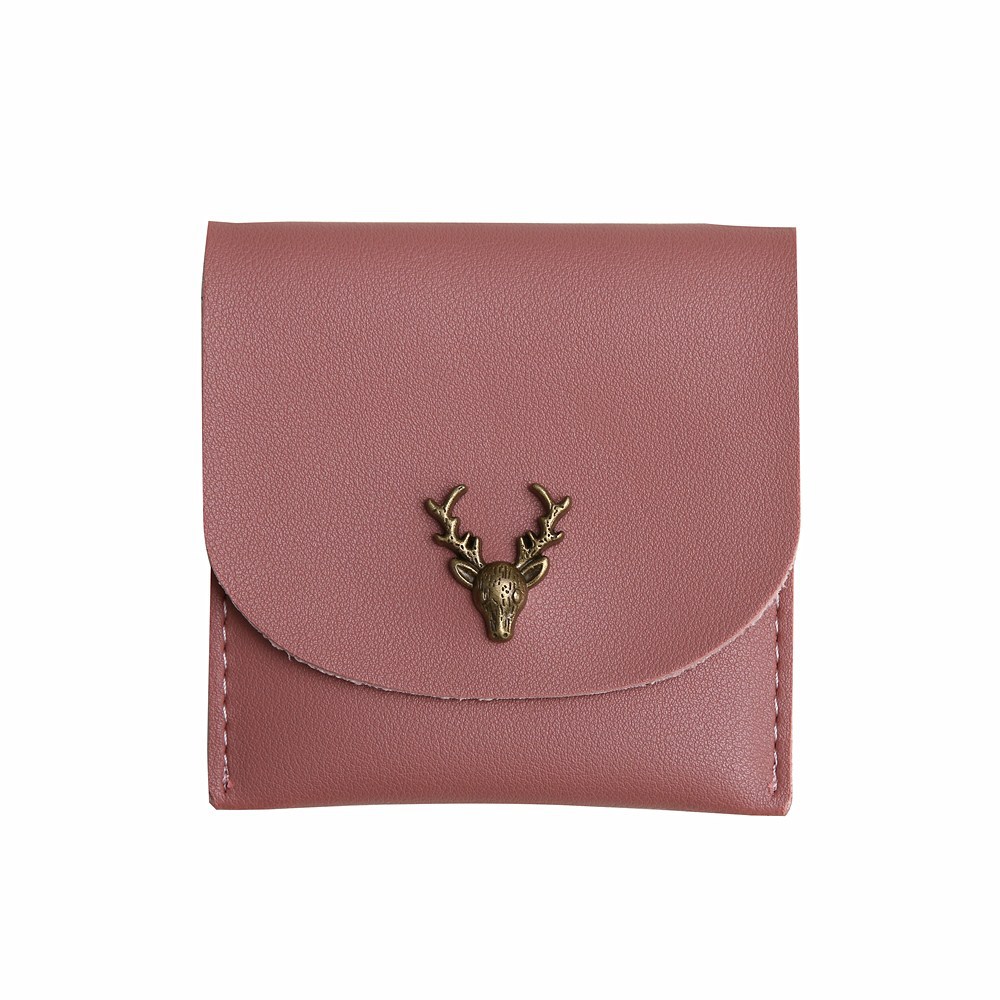 Trend Small Wallet Simple Wallet Short Section Female Buckle Coin Purse Lovely Deer Head Card Pack