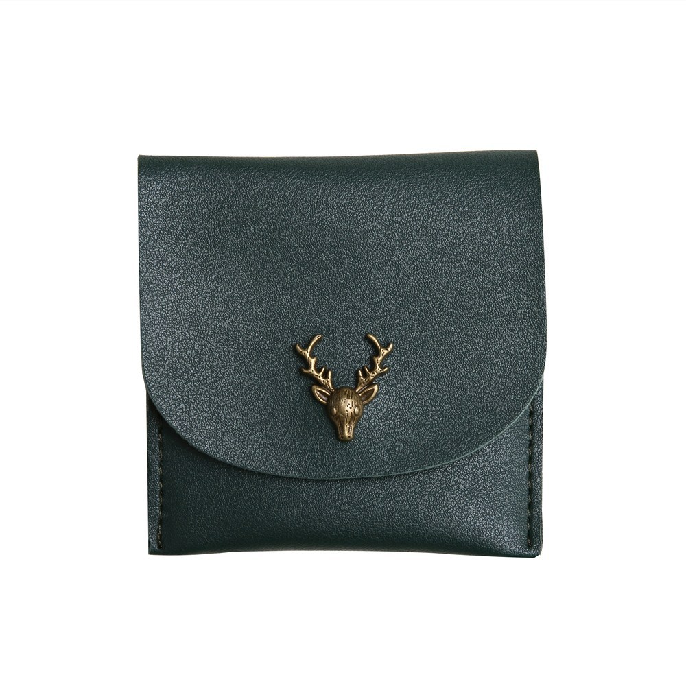 Trend Small Wallet Simple Wallet Short Section Female Buckle Coin Purse Lovely Deer Head Card Pack