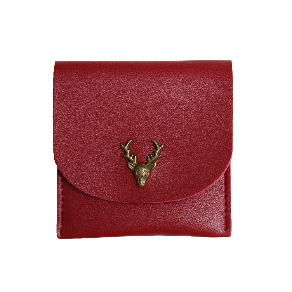 Trend Small Wallet Simple Wallet Short Section Female Buckle Coin Purse Lovely Deer Head Card Pack