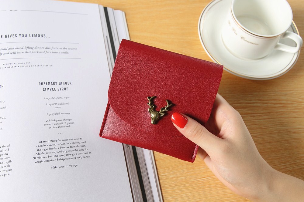 Trend Small Wallet Simple Wallet Short Section Female Buckle Coin Purse Lovely Deer Head Card Pack