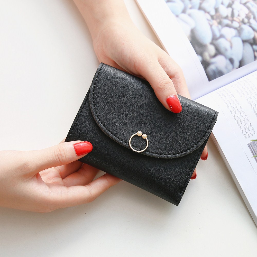 The New Ms Small Wallet Small Fresh Ring Buckle Short Section Wallet Lovely Card Pack Coin Purse